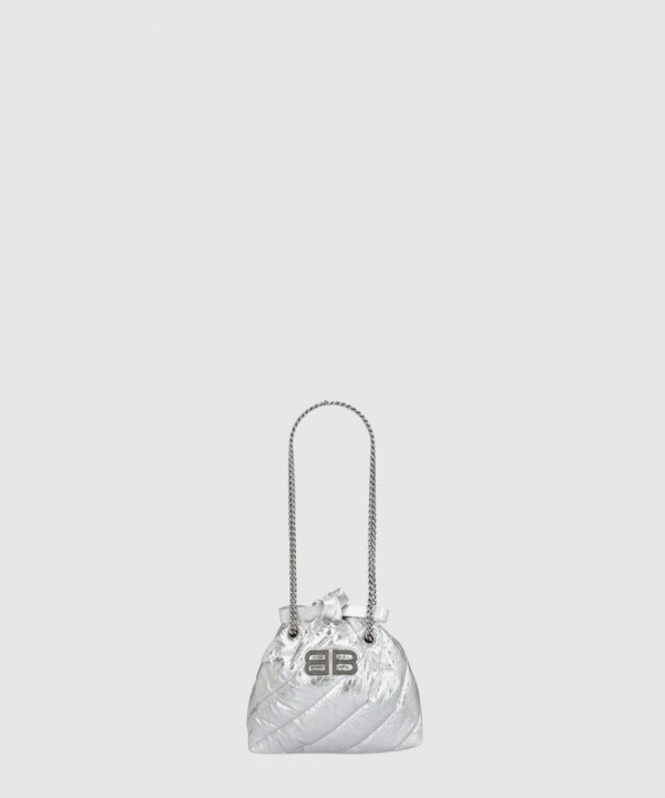 발렌시아가 크러쉬 XS 퀄트 토트백 실버 781796
