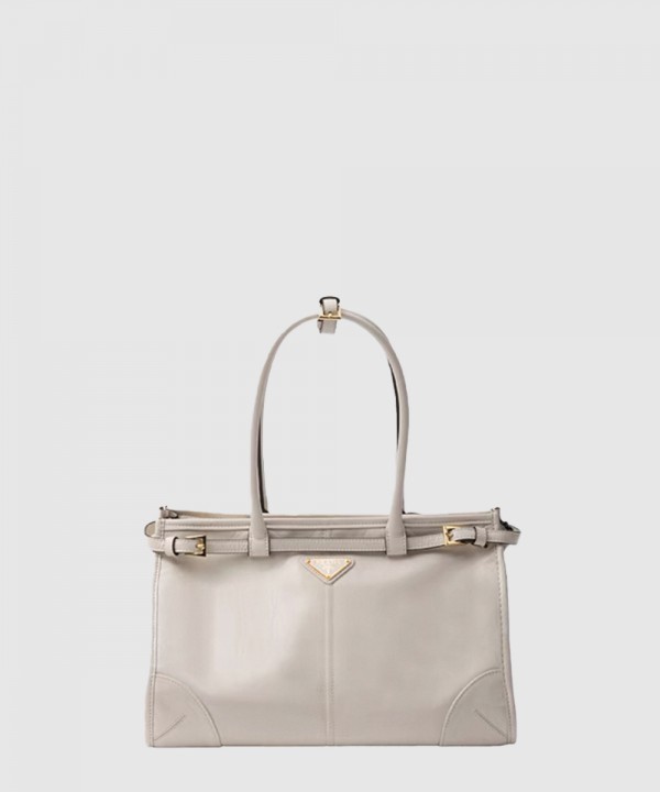 프라다 보니 라지 가죽 핸드백 화이트 1BA433