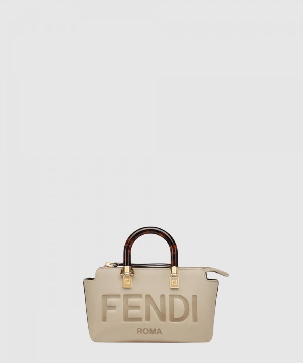 펜디 바이 더 웨이 미니 도브 그레이 가죽 보스턴 백 8BS067